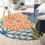 Grey and green area rug